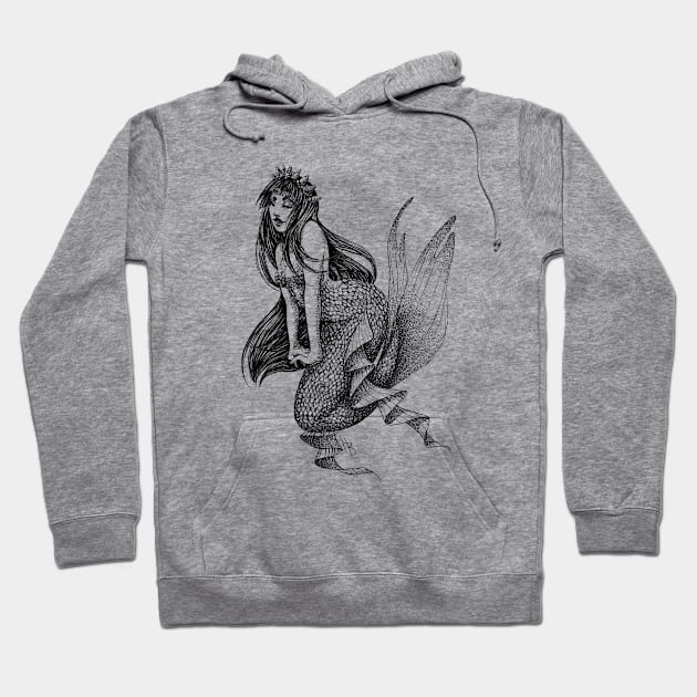 Elegent Mermaid (B&W- full transparent) Hoodie by Hannahbattle